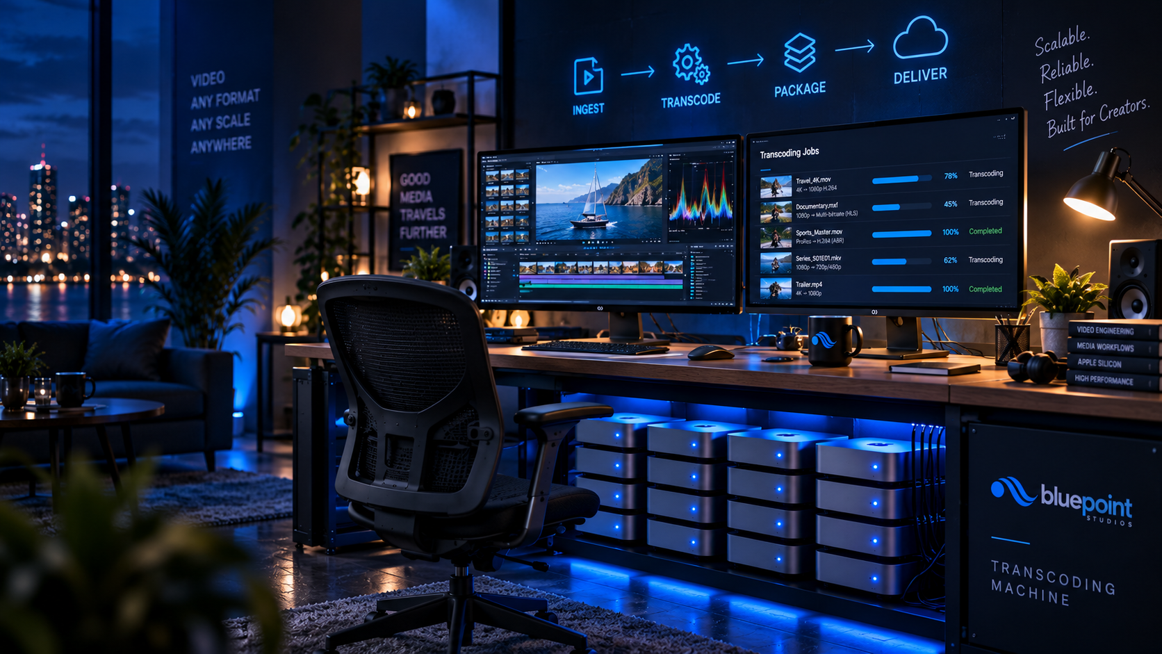 Bluepoint video editing and transcoding workstation